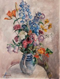 Flowers In A Jug by Hugo Volkwarth