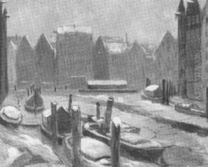Das Nikolaifleet In Hamburg by Hugo Volkwarth