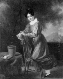 Portrat Einer Jungen Frau In Schwarzem Kleid by Johann Gustav Vollenweider