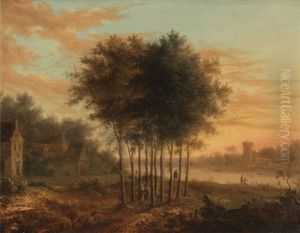 Flusslandschaften Mit Dorflichem Treiben