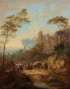 A Pair Of Southern Landscapes With Figures by Johann Christian Vollerdt or Vollaert