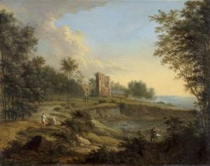 Bewaldete Hugellandschaft Mit Turmruine Und Staffage by Johann Christian Vollerdt or Vollaert