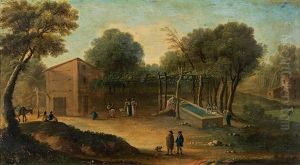 Farmstead With Figures Farmstead With Figures