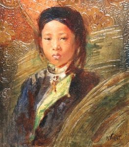 Portrait Of A Young Girl by Henri Emile Vollet