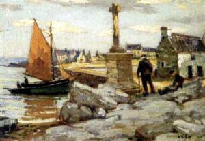 Village De Pecheurs by Henri Emile Vollet