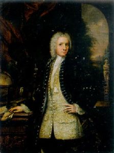 Portrait Of Salomon Diodati, His Right Hand Resting On A Pedestal