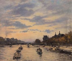 Pont Du Carrousel Et Le Louvre by Alexis Vollon