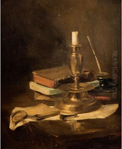 Nature Morte Aux Livres Et A La Chandelle - view 1