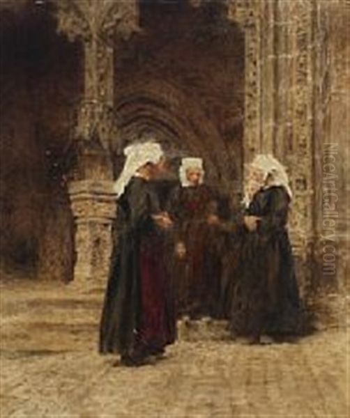Nuns In Front Of A Church - view 1