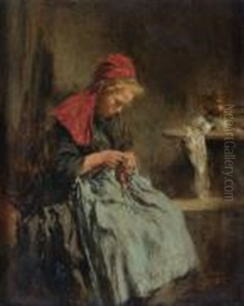 Jeune Fille A La Couture - view 1