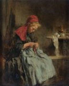 Jeune Fille A La Couture by Alexis Vollon