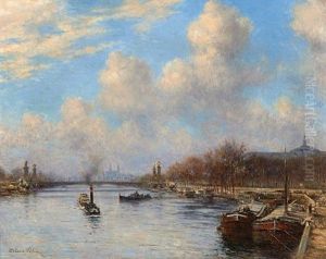 Vue De La Seine Avec Le Pont Alexandre Iii, Paris by Alexis Vollon