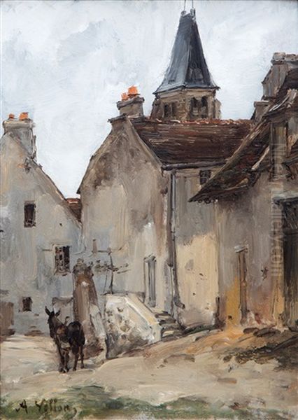 A French Village Square With A Donkey - view 1