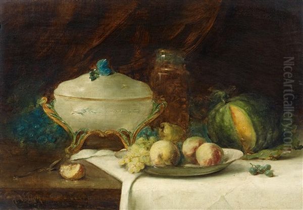Stillleben Mit Terrine Und Obstschale - view 1