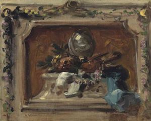 A Violin And A Globe In A Decorative Cartouche