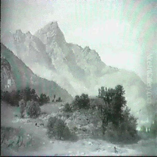 Alpine Landscape With Figures On A Path - view 1