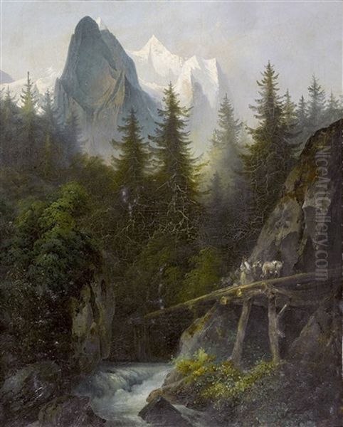 Wilder Gebirgsbach Mit Well- Und Wetterhorn - view 1