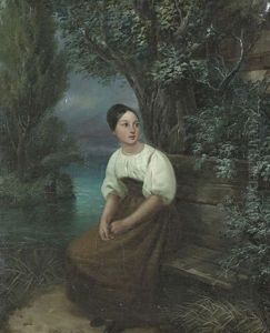 Portrat Einer Jungen Frau An Einem See Portrat Einer Jungen Frau An Einem See