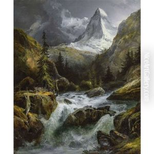 Gebirgsbach Vor Dem Matterhorn