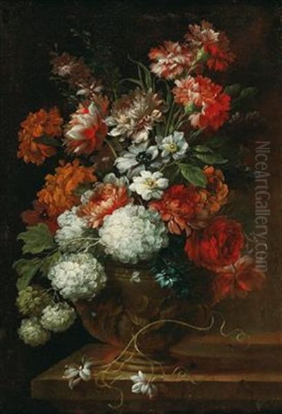 A Pair Of Still Lifes With Flowers In Vases - view 1