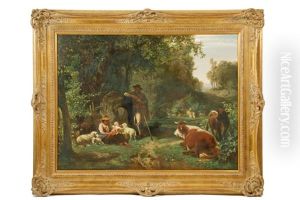 Pastoral Scene With Shepherd by Johann Friedrich Voltz