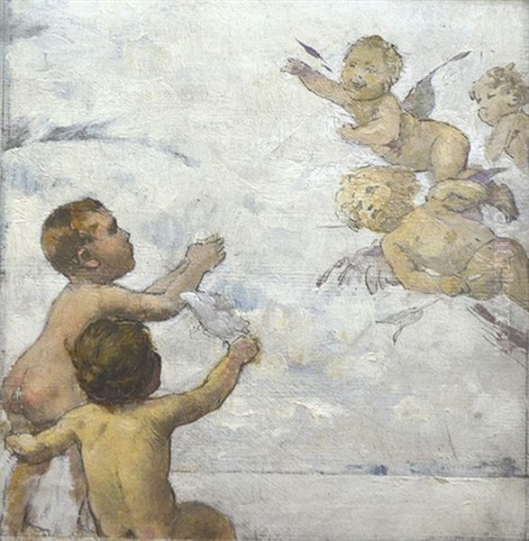 Palme Und Fliegender Putto - Funf Putti - view 1