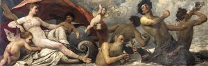 Weibliche Allegorie Im Meereswagen, Gezogen Von Kentauren Und Begleitet Von Putti by Wilhelm Volz
