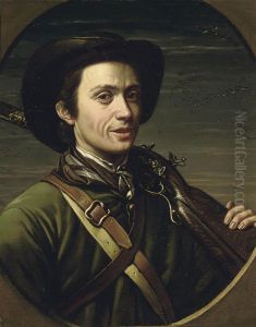 Portrait Of The Artist, Bust-length, In Hunting Dress, A Rifle Resting On His Shoulder by Giovanni Francesco Briglia
