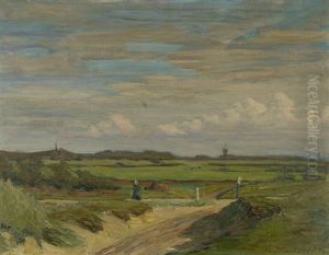 Ansicht Des Dorfes Katwijk In Sudholland Mit Blick Uber Die Felder by Konrad Von Kardorff