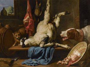 Natura Morta Con Pecora, Cane E Gatto by Giovanni Francesco Briglia