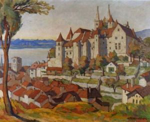 Schloss Und Kathedrale Von Neuchatel Im Sonnenschein