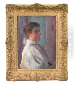 Portrait Of A Woman In White Blouse by Robert Vonnoh