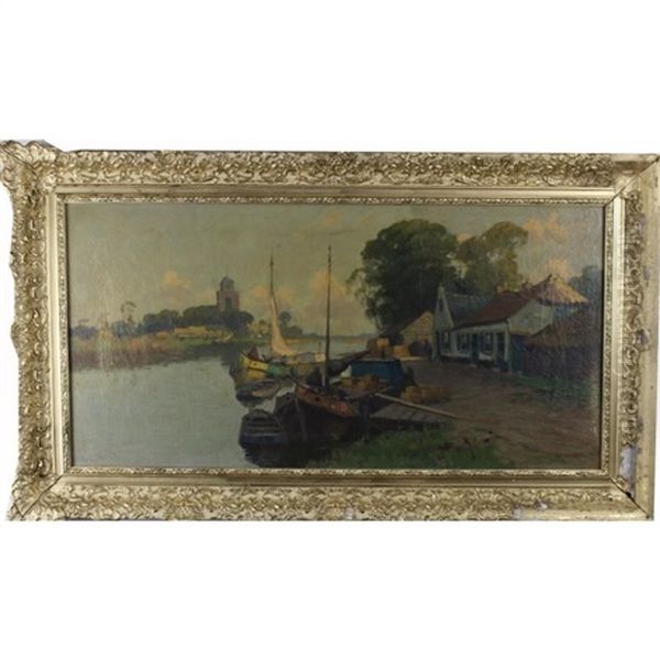 Two Docked Sailboats In A River - view 1