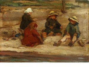 Children Making Sandcastles by August Willem van Voorden