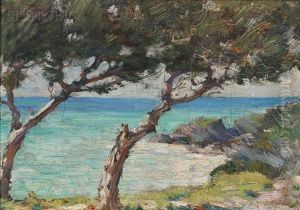 Coastal View With Trees, Probably Bermuda