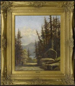 Waldlanschaft Mit Sicht Auf Eiger, Monch Und Jungfrau by Herman J. Van Der Voort In De Betouw