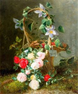 Mand Met Rozen En Clematis by Maria van der Voort in de Betouw-Nourney