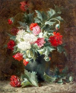 Pioenen En Papavers In Een Vaas by Maria van der Voort in de Betouw-Nourney