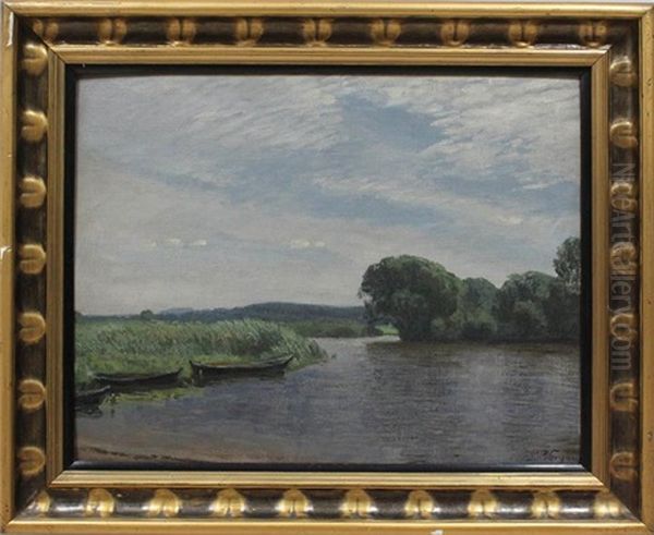 Sommerliches Seeufer Mit Ruderbooten - view 1
