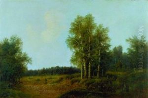 A Wooded Landscape With A Huntsman by Sokrat Maksimovich Vorobiev