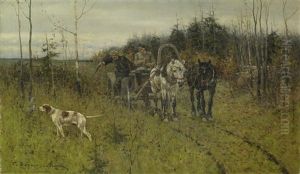 Hunting Scene by Sergei Semyonovich Voroshilov