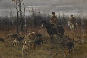 Hunting Scene by Sergei Semyonovich Voroshilov