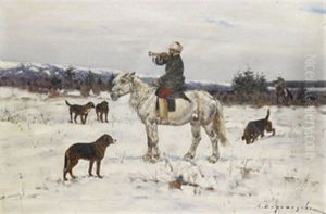 Hunting Scene by Sergei Semyonovich Voroshilov