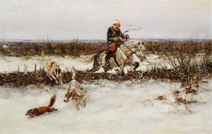 Fox Hunting Scene by Sergei Semyonovich Voroshilov