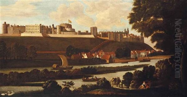 A View Of Windsor Castle From The Thames With Figures In Boats In The Foreground - view 1