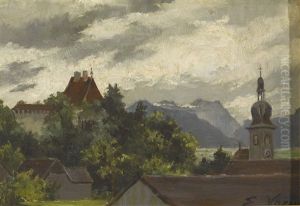 Le Chateau Et Le Village De Vaulruz (fribourg)