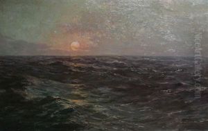 Marine Au Coucher De Soleil by Albert Isidore de Vos