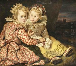 Doppelportrait Der Beiden Kinder Des Malers Magdalena And Jan-baptiste De Vos by Cornelis De Vos