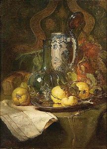 A Still Life With Quince Pears And A Pitcher