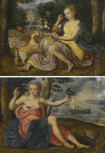 An Allegory Of Smell; An Allegory Of Touch by Marten de Vos